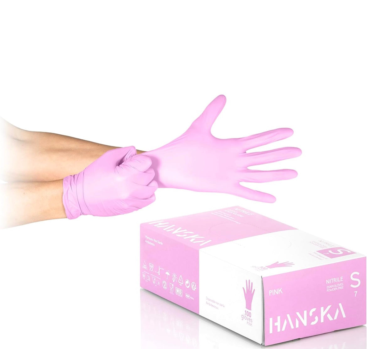 Guanti nitrile rosa - taglia S